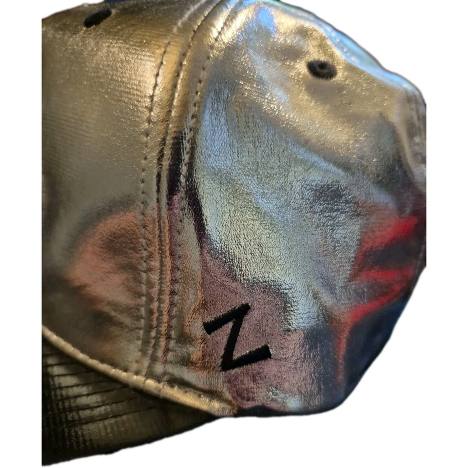 Chicago Blackhawks zephyr Face-Off Headwear NHL Silver Foil chrome Strapback Hat - Image 2 of 4