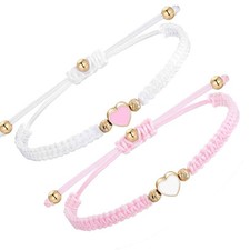 BFF Bracelets for 2-Heart Matching Bracelets Adjustable Strand Best Friends - 01