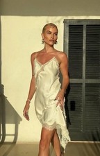 ZARA NEW WOMAN FW25 SHORT ASYMMETRIC LACE DRESS White S,L 5919/200 ZW COLL NWT