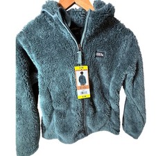 Eddie Bauer Kids Green Plush High Pile Fleece Full Zip Hoodie Jacket Size S 7/8