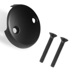 Two-Hole Tub Overflow Drain Cover, 3-1/8" Bathtub Cover Matte Black 