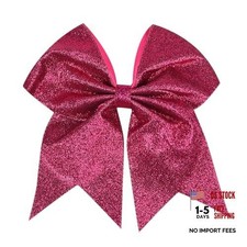 7" Large Glitter Cheer Hair Bows Clip for Girls and woman - Sparkling Hot Pink