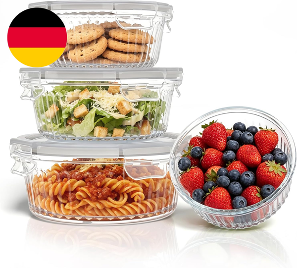GlasbehäLter Mit Deckel 4Er Set Borosilikatglas 330-1200 Ml | Frischhaltedosen G-image