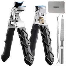 Thick Toenail Clippers 10mm Wide Jaw Ergonomic Long Handle - 4PCS Set