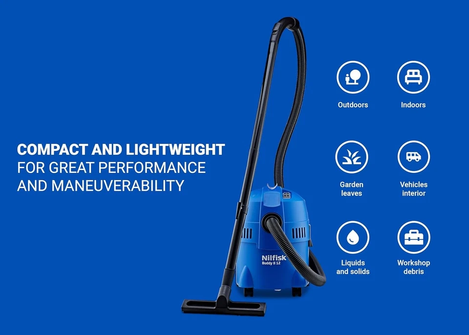 Nilfisk Buddy II 12L Wet and Dry Vacuum Cleaner - Garden Outdoor Hoover -...  - Image 3 of 4
