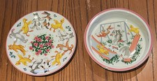 Tiffany vintage 1992 Playground 2-piece child set: plate and bowl; Made in Japan