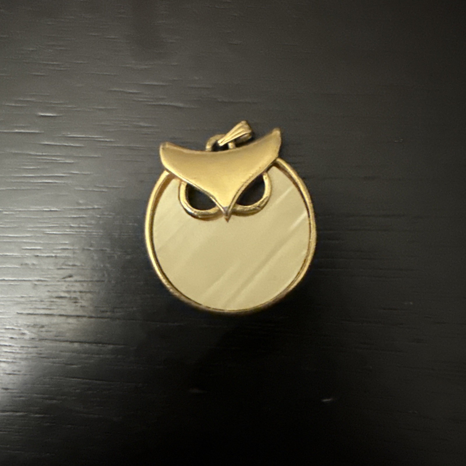 Vintage 1960s-1970's Crown Trifari Gold Tone Lucite White Owl Pendant Necklace