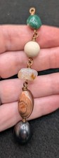 Mixed Orange Boho Gemstone Beaded Keychain, Bag Tote Charm, Car Visor Accessorie