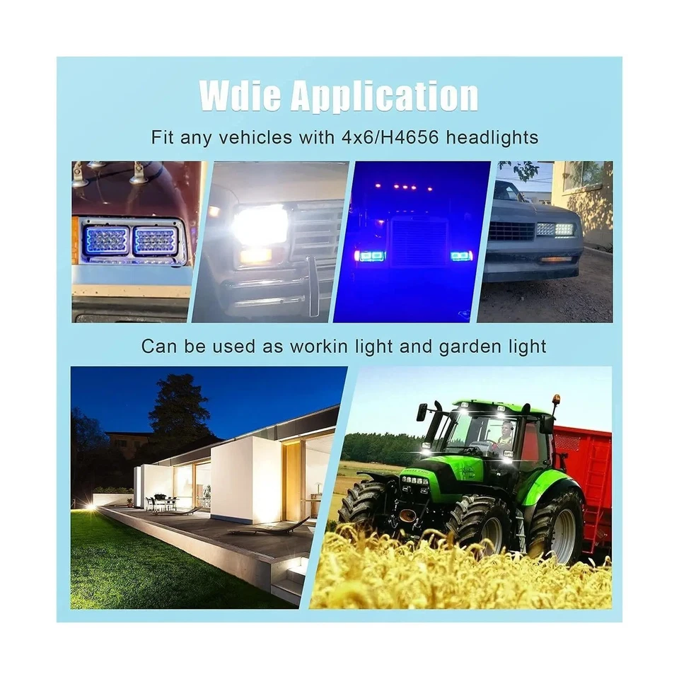 Ajuste 1981-1988 para GMC Jimmy Sierra Classic 4x4 130W 4x6" Faro LED Halo Azul Foto 3 de 4