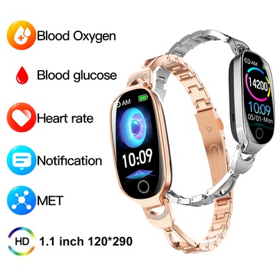 Gold Smartwatch For Women Compatible For Android & IOS, Bling Smart Bracelet