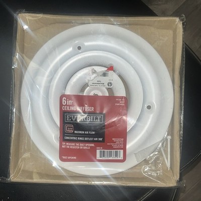 EVERBILT 6-Inch Ceiling Diffuser WHITE 336-192  Max Airflow Paintable New