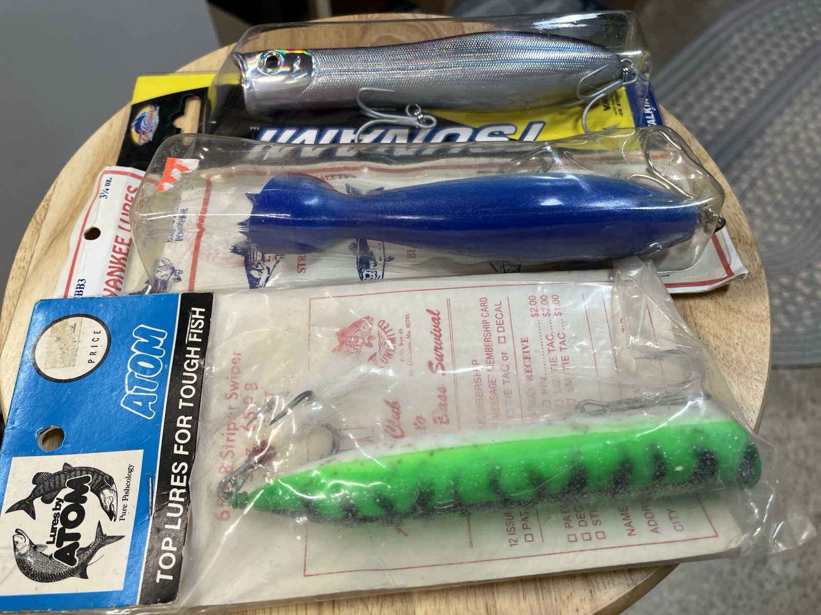 Lot 3 Saltwater Poppers Atom Yankee Striped Bass 3oz lure plugs Tarpon Bluefish - Image 11