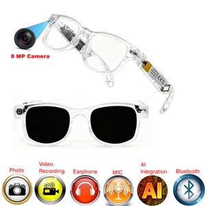 Transparent AI Smart Glasses Multifunctional Camera Bluetooth Call Photochromic