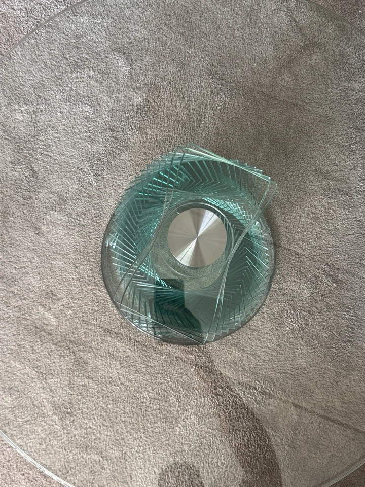 Sculptural helix spiral glass coffee table in the style of Danny Lane One Of One - Image 4 of 4