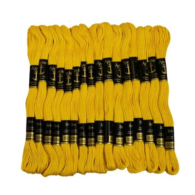 Anchor Cross Stitch Threads Embroidery Long Crafting Yellow Floss Skeins 25 Pcs