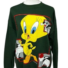 Vintage Warner Bros Sweatshirt Womens Large Tweety Bird Looney Tunes 1995