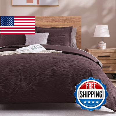 Geniospin Twin Comforter Set - 5 Pieces Purple Bedding Set, Botanical Textured C