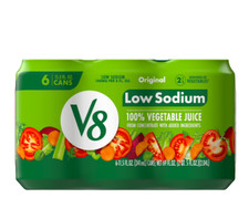 V8 Low Sodium Original 100 Vegetable Juice, 11.5 fl oz Can, 6 Count