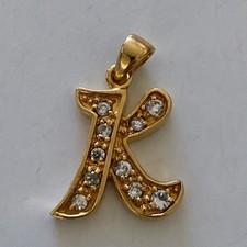 Alphabet Pendant Charm Gold Tone Sparkle Letter K
