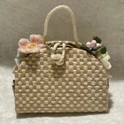 Vintage Barbie 1960s Straw Tote Purse w Flowers  Accessories Pak #923 Market Bag