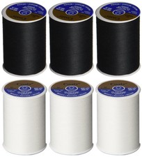Coats Clark 6 Pack All Purpose Thread 3 Black 3 White 400 Yard Spools