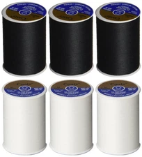 Coats Clark 6 Pack All Purpose Thread 3 Black 3 White 400 Yard Spools