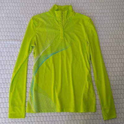 Callaway Womens Golf Shirt S Lime Bright Green Blue Long Sleeve Polo Active Top