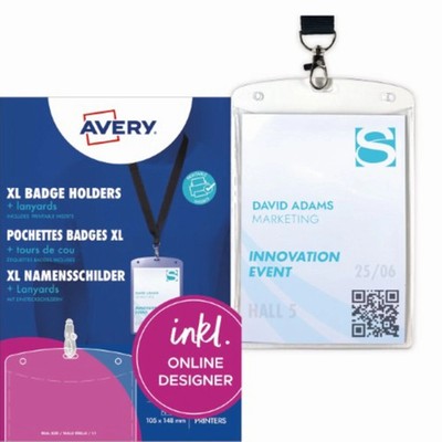 AVERY Namensschilder-Tasche mit Textilband, 105 x 148 mm 1 bis 36 Stk SPARE 32%
