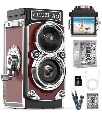 Mini Retro Kamera Vintage Kamera 12MP 1080P FHD Digitalkamera TLR Autofokus
