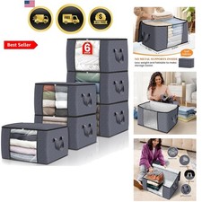 6 Pack Storage Bags for Clothes and Blanket, Foldable Closet Organizers and S...