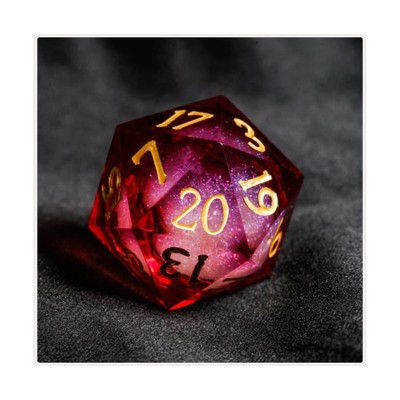 Crystal Maggie Dice Chonk d20 Liquid Core - Dark Red w/Gold New