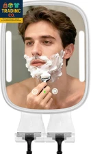 Heated Shower Mirror Fogless for Shaving with Light, Rechargeable Battery, Detac