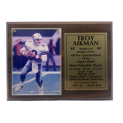 #ad Vintage Dallas Cowboys Troy Aikman Plaque One Size Brown NFL Football Wood Photo $21.81