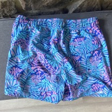 Ron Jon Surf Shop Men's Blue Pink Tropical Floral Swim Shorts Size L Lined