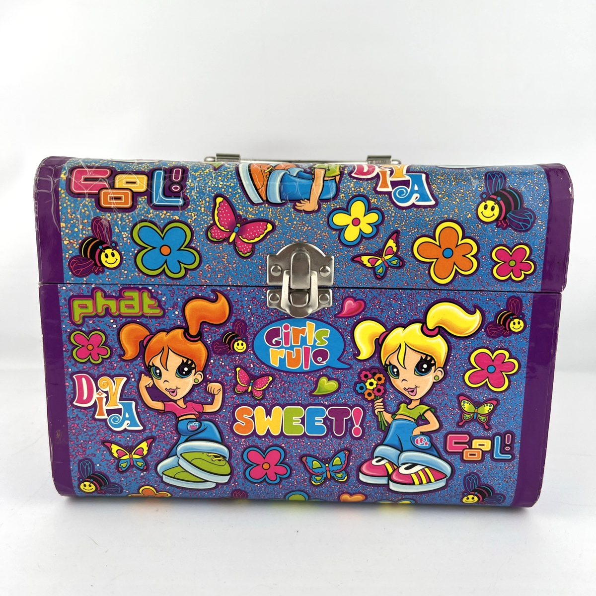 Vtg Lisa Frank Diva Girls Rule Train Case Trunk With Metal Handle