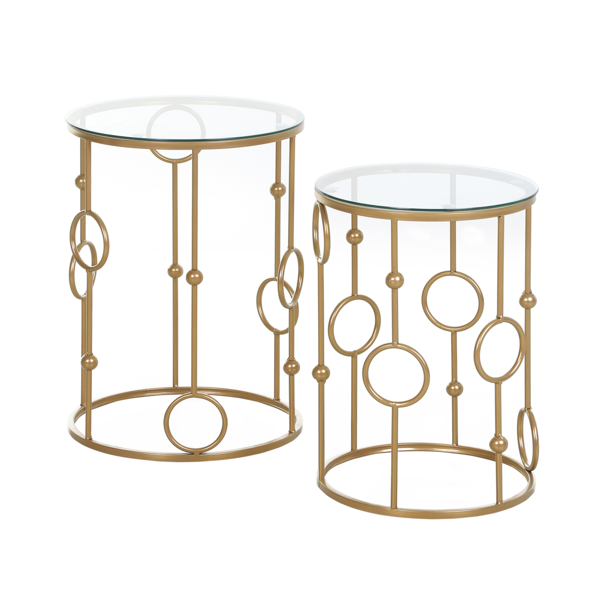 Bobobiy Gold Nesting Round Coffee Table Set Of 2 - Tone - Tone - Image 2