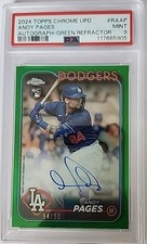 2024 Topps Chrome Update Andy Pages RC Auto Green Refractor/99 PSA 9