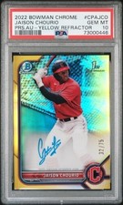 2022 Bowman Chrome - Jaison Chourio Auto Yellow Refractor /75 PSA 10 GEM MT