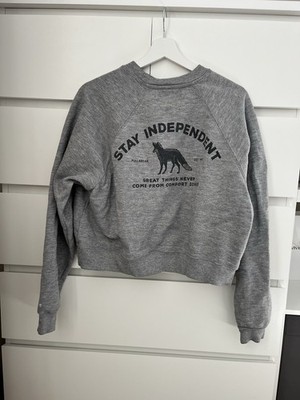 Pull&Bear Crew Neck Pullover Größe S Grau Mit Backprint Damen