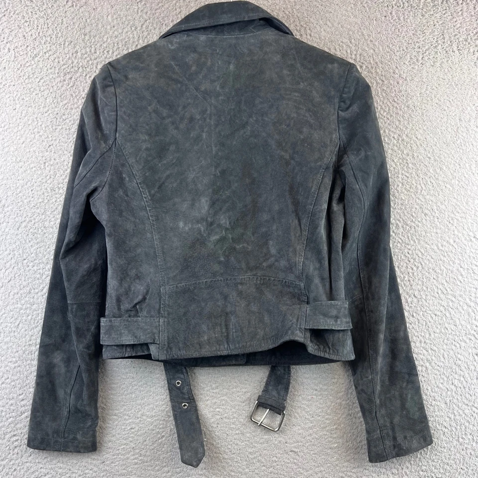 Chaqueta de moto de gamuza Vigoss gris abrigo de motociclista cremallera completa mediana para mujer M Foto 2 de 4