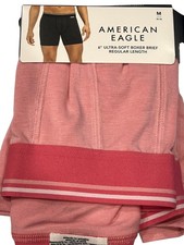 NWT AMERICAN EAGLE 6" Ultra Soft Boxer Brief Sz XS-M-L-XL Pink White 30
