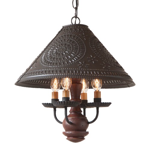 Wooden Homespun Shade Light in Plantation Red - Picture 1 of 3