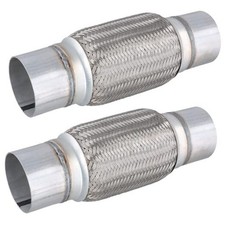 2 Pack 3 x 8 Inch Stainless Steel Heavy Duty Exhaust Flex Pipe, Double Braid
