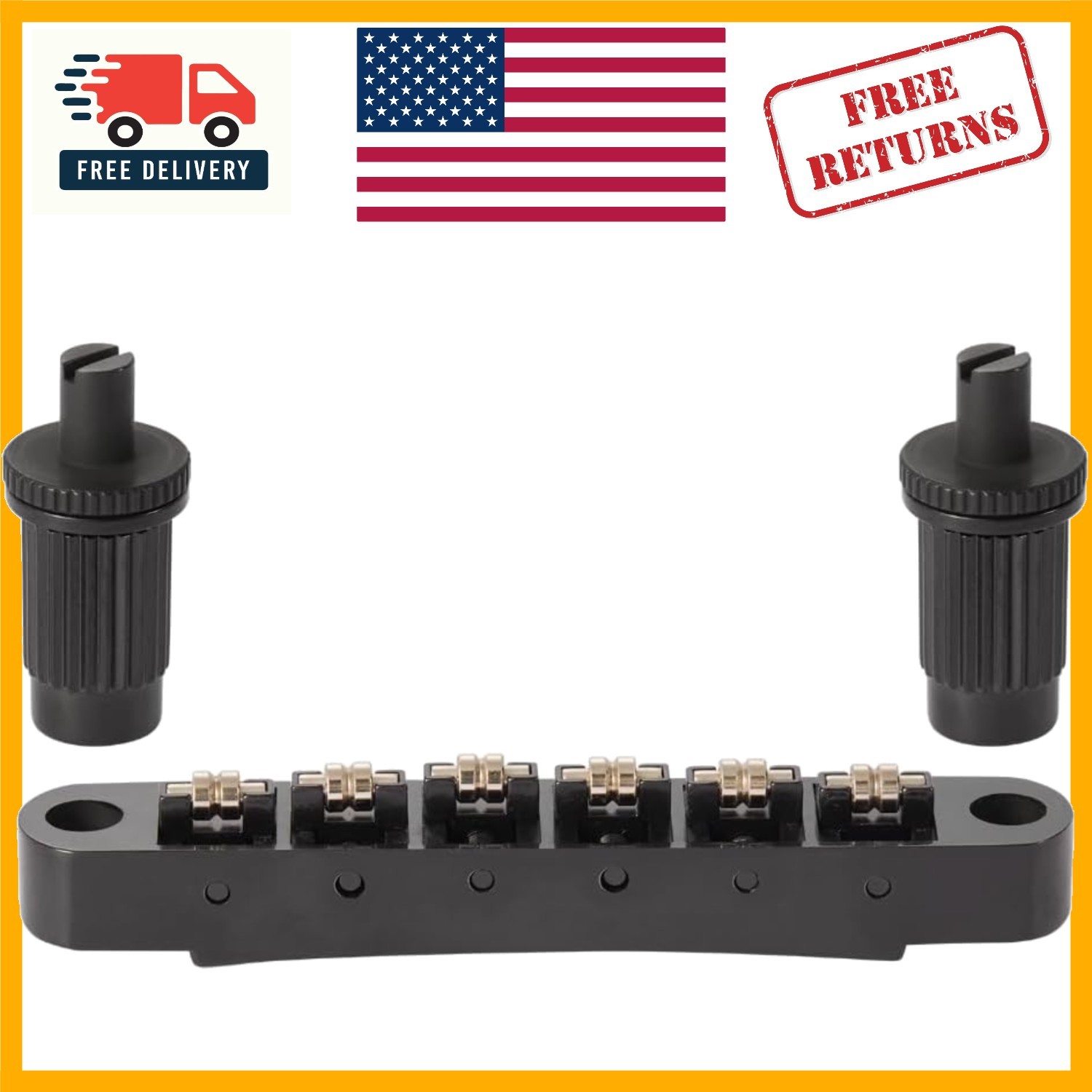 Black Clip-Lock LP Guitar Roller Saddle Bridge - Enhanced Sustain & Stability