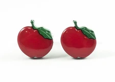 Apple Cufflinks--Handmade Foodie Funny Chef Veggie Vegan Food Cute Apples