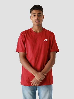Herren Nike NSW Club T-Shirt AR4997-690 rot/weiß Größe XS_S_M_XL