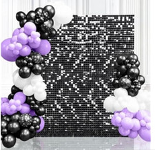 Black Shimmer Wall Backdrop 6FTx4FT Party Photo Backdrop Sequin Wall BackdropNEW