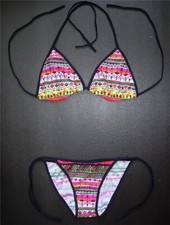 Women's Triangle BIKINI Set Halterneck Top Side Tie Bottoms Two Multiple Colours
