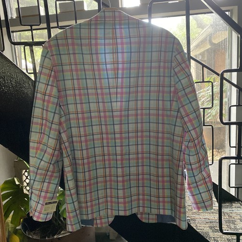Alan Flusser BLAZER 44R Pink Plaid Polka Dot Lined Sports Coat Preppy Colorful - Picture 9 of 14