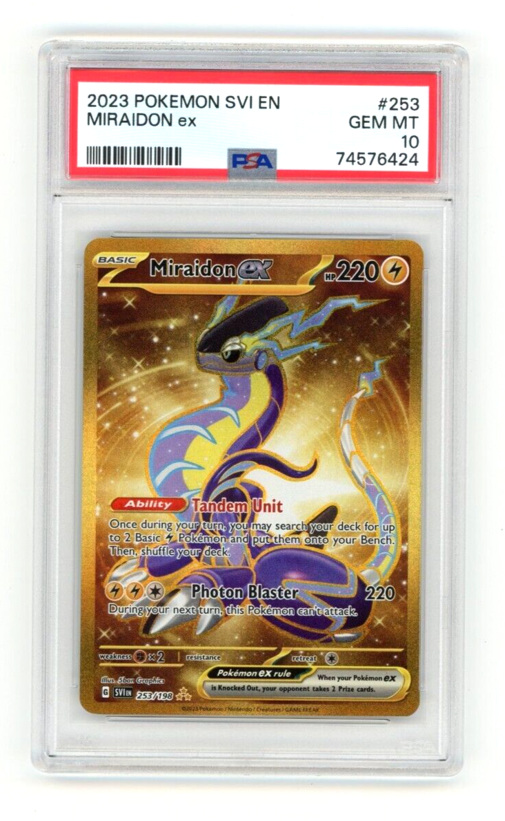 Miraidon EX Gold - Pokemon Scarlet & Violet GOLD SECRET RARE 253/198 –  NM/M, Hobbies & Toys, Memorabilia & Collectibles, Stamps & Prints on  Carousell